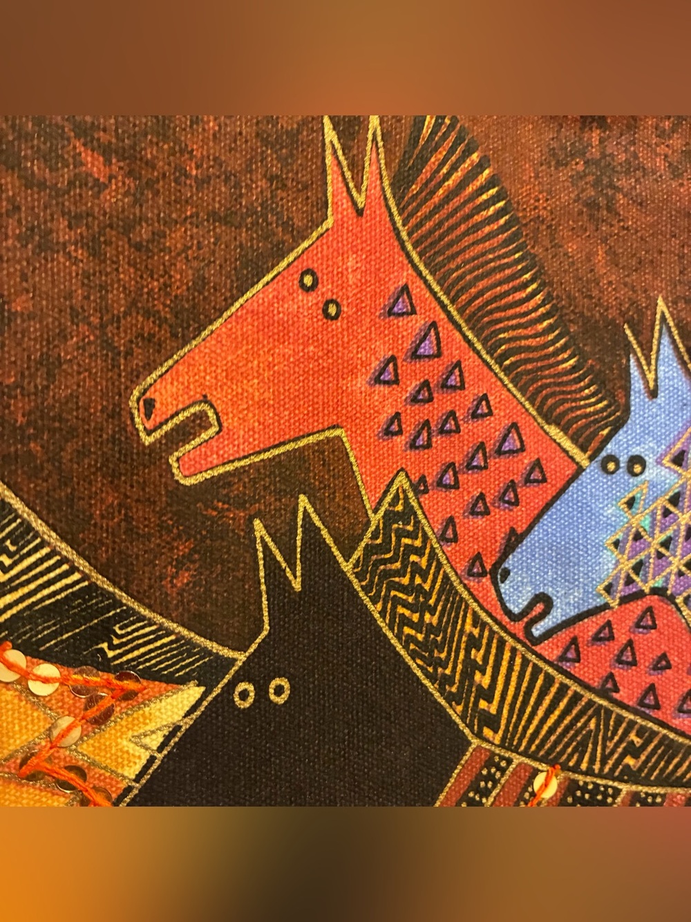 Laurel Burch Tote Wild Horses Running Free Western Cowboy Bag Equestrian Sequin - Picture 3 of 16
